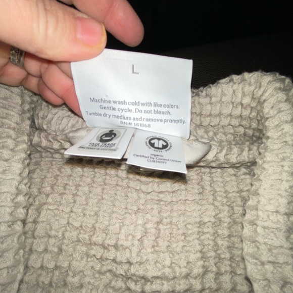 Boll & Branch organic cotton waffle knit Womens robe size L - Picture 7 of 9